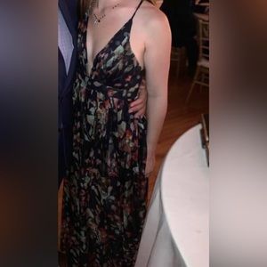 Navy Floral Semi Formal dress